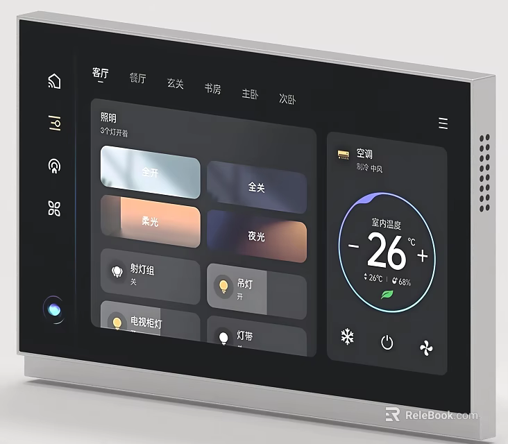 Smart Switch Panel Featuring Light Control Temperature Display and Smart Modes 3d model 