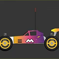 Colorful Remote Control Off Road Car With Pink Yellow Purple Large Wheels Rear Wing Antenna
