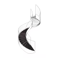Modern Spiral Staircase Architectural Design with Glass Railing and Dark Steps