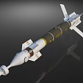 Military Missile Weapon Design With White Body Yellow Section Tail Fins And