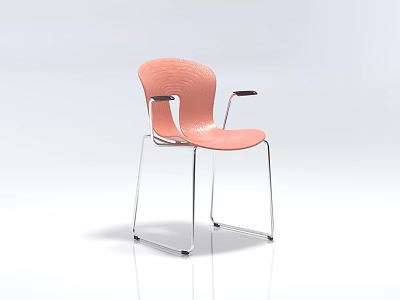 Orange Leisure Chair with Textured Woven Seatback Armrests Silver Metal Legs and Modern Design 3d model