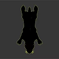 Black Dog Standing Alert with Perked Ears and Tongue Out on Dark Background
