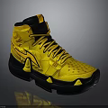 Vibrant Yellow High Top Sneakers With Black Accents Textured Upper And Yellow Laces