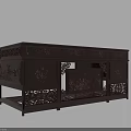 Classic Dark Wood Desk With Carved Patterns Drawers And Openwork Decorations 3d model