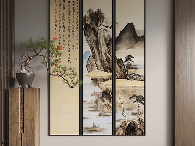 New Chinese Hanging Painting Chinese Hanging Painting New Chinese Potted Plant model