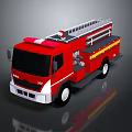 Red Fire Truck With Extendable Ladder And White Front Accents Design 3d model