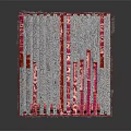 Ornate Red And Silver Double Bed With Canopy Curtains And Decorative Patterns