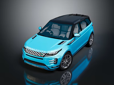 Blue Modern SUV Featuring Black Roof Front Grille And Shiny Reflective Surface Design 3d model