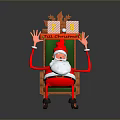 Festive Christmas Santa Decorative Chair With Red Gift Box And Holiday Design
