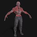 Game Movie Character With Red Skin Muscular Build Black Pants And Boots