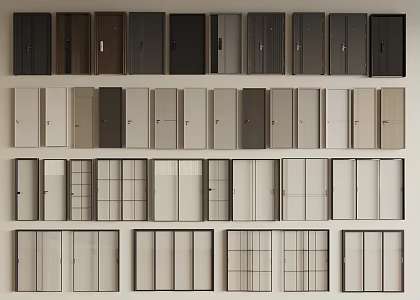 Door combination entry door security door single door glass sliding door bedroom door swing door top door 3d model