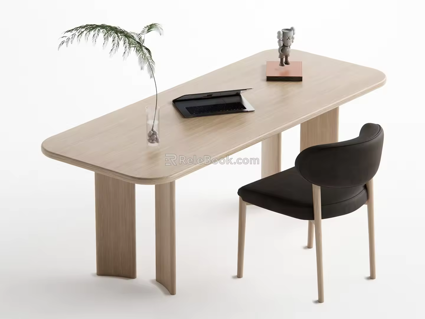Log wind desk and chair 3d model