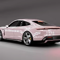 Pink Porsche Electric Sports Sedan Modern Sleek Exterior Design With Four Door