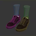 Pair of Brown Casual Shoes with White Socks Black Laces and Yellow Insoles