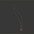 Elegant Gold Chain Necklace With Red Pendant And Shiny Reflection 3d model