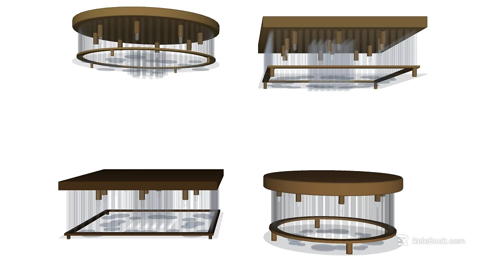 Modern Interior Decorative Chandelier Designs With Circular And Square Metal Frame Structures 3d model