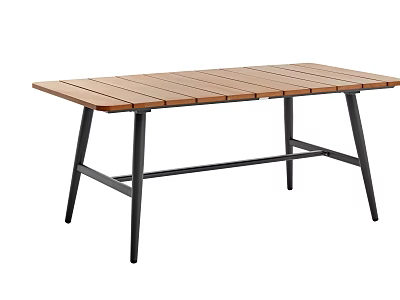 Modern Wooden Dining Table With Sleek Metal Legs And Rectangular Top 3d model