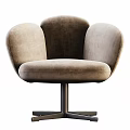 Modern Elegant Velvet Accent Chair With Plush Cushion Curved Backrest Armrests And Swivel Metal Base