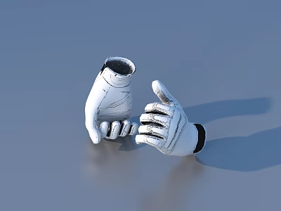 White Textured Gloves For Daily Use With Comfortable Fit And Durable Material 3d model