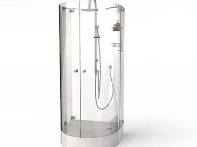 Transparent Cylindrical Shower Sauna Cabin With Shower Head Handheld Shower And Controls 3d model