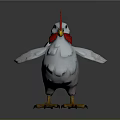 Low Poly 3D Chicken Model With White Feathers Red Comb And Yellow Feet