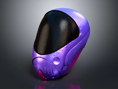 Purple Full Face Helmet With Shiny Glossy Surface And Black Visor 3d model