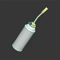Silver Spray Can With Gold Nozzle On Reflective Dark Background