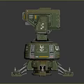 UNSC Green Mechanical Military Weapon with Base and Support Legs Structure 3d model