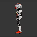 White Red Mechanical Robot Character With Armor Helmet And Standing 3D Model Design 3d model