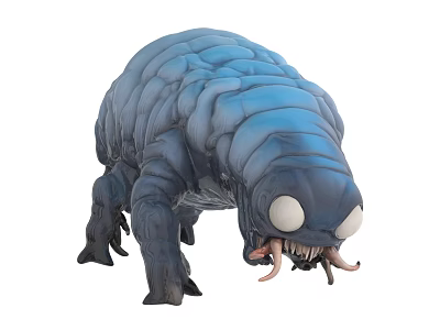 Blue Insect Like Creature With Large Eyes Sharp Teeth And Multiple Legs 3d model