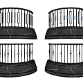 Modern Black Decorative Railings With Marble Base And Various Designs 3d model
