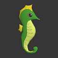 Cute Green Seahorse Doll With Yellow Fins Purple Eyes And Yellow Stripes