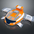Orange And Gray Spacecraft Model With Multi Arm Structure And Control Module For Space Exploration 3d model