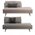 Modern Gray Fabric Chaise Lounge With Black Decorative Pillow And Metal Legs Design