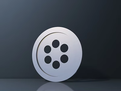 White Circular Chandelier With Six Black Dots And Glossy Surface On Dark Background 3d model