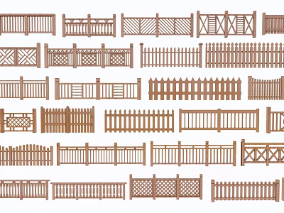 Wooden Fence Collection With Various Designs And Styles For Outdoor Use 3d model