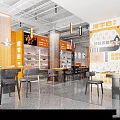 Modern Hotpot Restaurant With Orange White Decor Fresh Ingredients Display And Open Layout