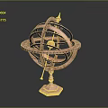 Elegant Copper Ornament Decoration Set With Armillary Sphere Structure Metal Rings And Hexagonal Base