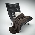 Ergonomic Modern Black Leather Office Chair With Metal Base And Soft Blanket Pillow