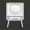 Vintage White Television Featuring Retro Design Stand Legs And Classic Screen