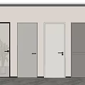 Modern Interior Swing Doors in White Gray and Glass Panel Designs 3d model