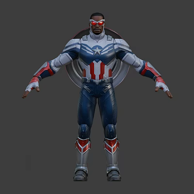Modern game character Marvel Captain America 3d model