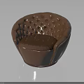 Elegant Brown Leather Round Chair With Tufted Button Design And Smooth Surface 3d model