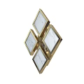Elegant Diamond Shaped Wall Lamp With Gold Frame And Marble Panels 3d model
