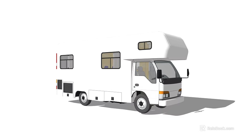 White Recreational Vehicle With Multiple Windows And Spacious Living Space 3d model 