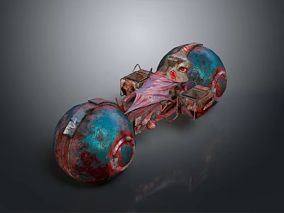 Futuristic Concept Car With Large Spherical Wheels And Blue Red Color Scheme 3d model