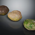 Natural Decorative Stones with Brown Beige Green Irregular Shapes on Dark Surface