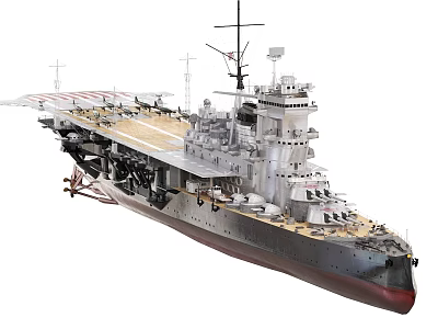 Detailed Scale Aircraft Carrier Warship Model With Flight Deck And Superstructure 3d model