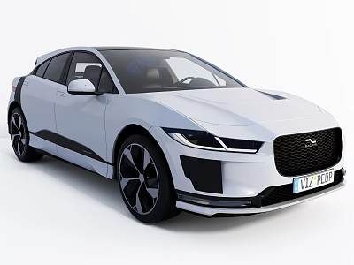 White Jaguar SUV With Modern Sleek Exterior Black Alloy Wheels And Front Grille Logo 3d model
