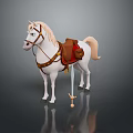 White Horse Figure With Decorative Saddle Bridle And Hanging Sword